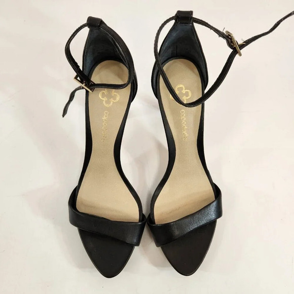 Capodarte Stiletto High Heel Strappy Sandal Womens 6 Black Open Toe Ankle Strap - Picture 3 of 6